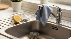 Clean stainless steel kitchen sink naturally